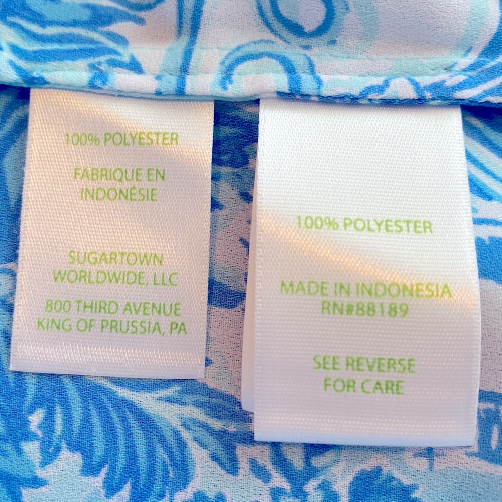 NWT Lilly Pulitzer Blue and White Colby Top in Toile Me About It, XXS - Picture 9 of 12